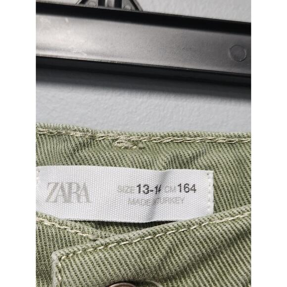 Zara Mini Skirt Kids 13-14 NWOT Olive/Green Denim - Picture 6 of 11